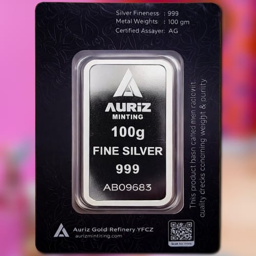 100 Gram Silver Bar Photo